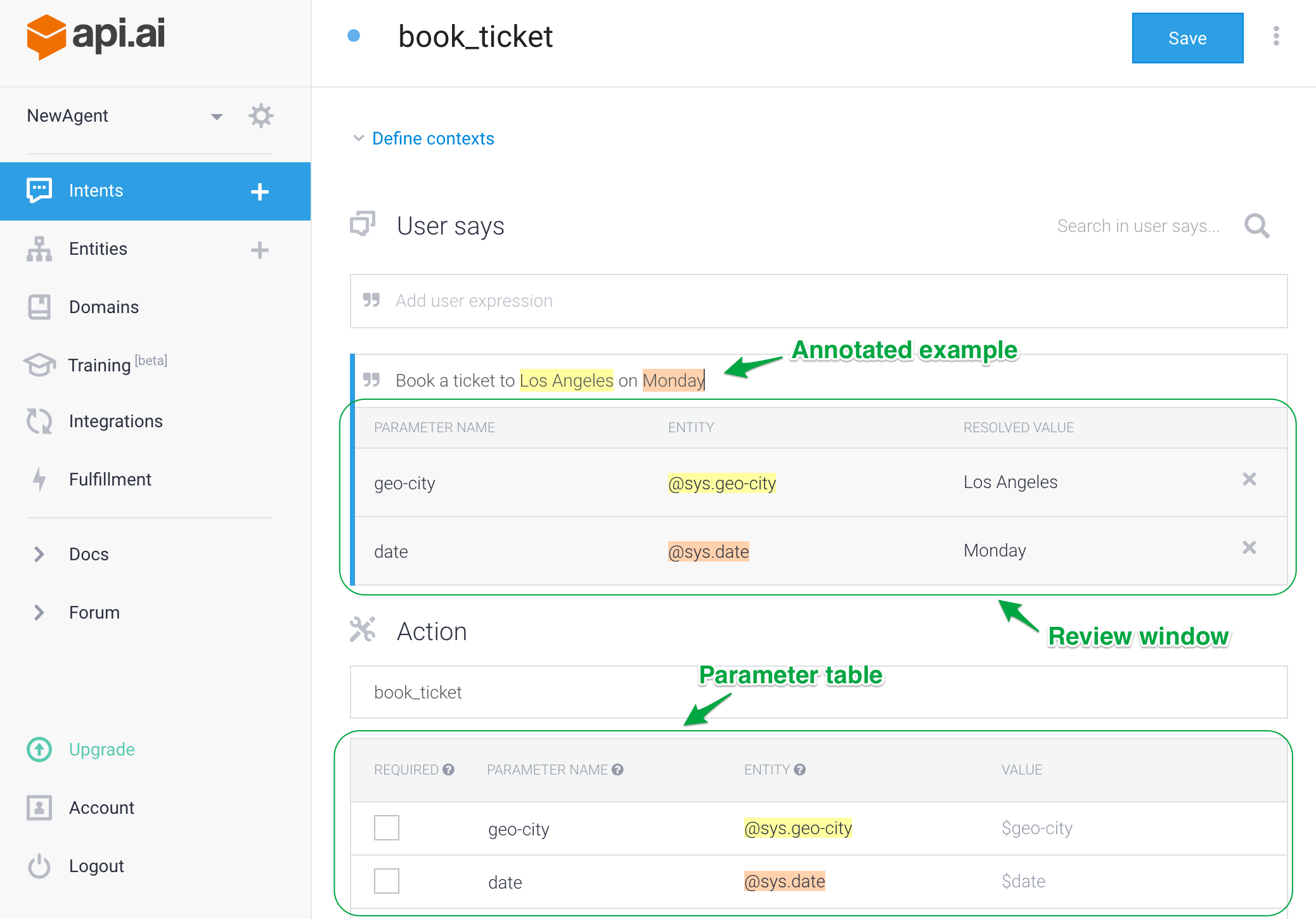 api.ai intent