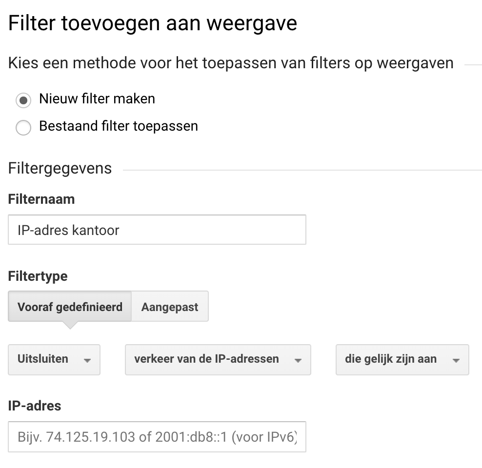 Google Analytics IP-adres filter maken