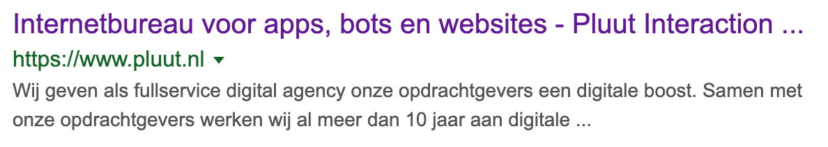 Regulier Google zoekresultaat