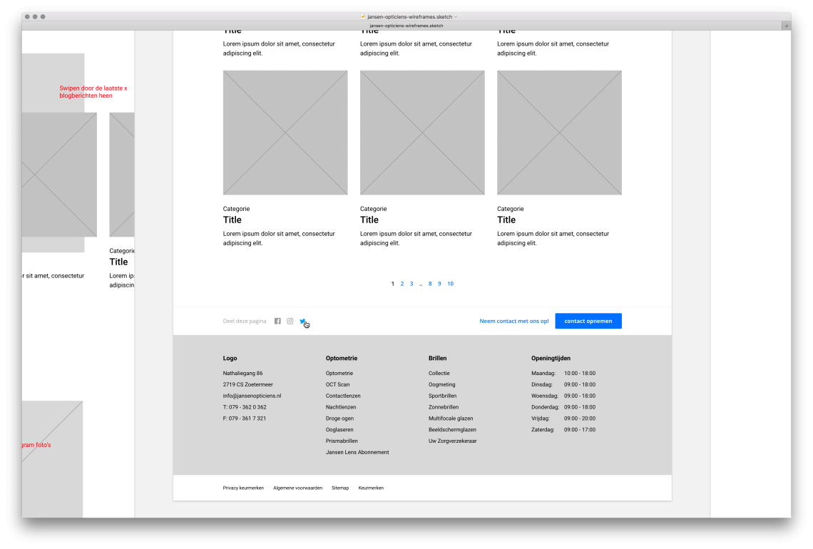 Wireframe van de opticien website