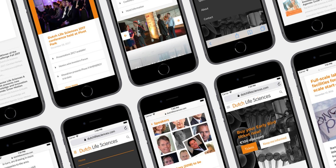 Grafisch ontwerp van Dutch Life Sciences website