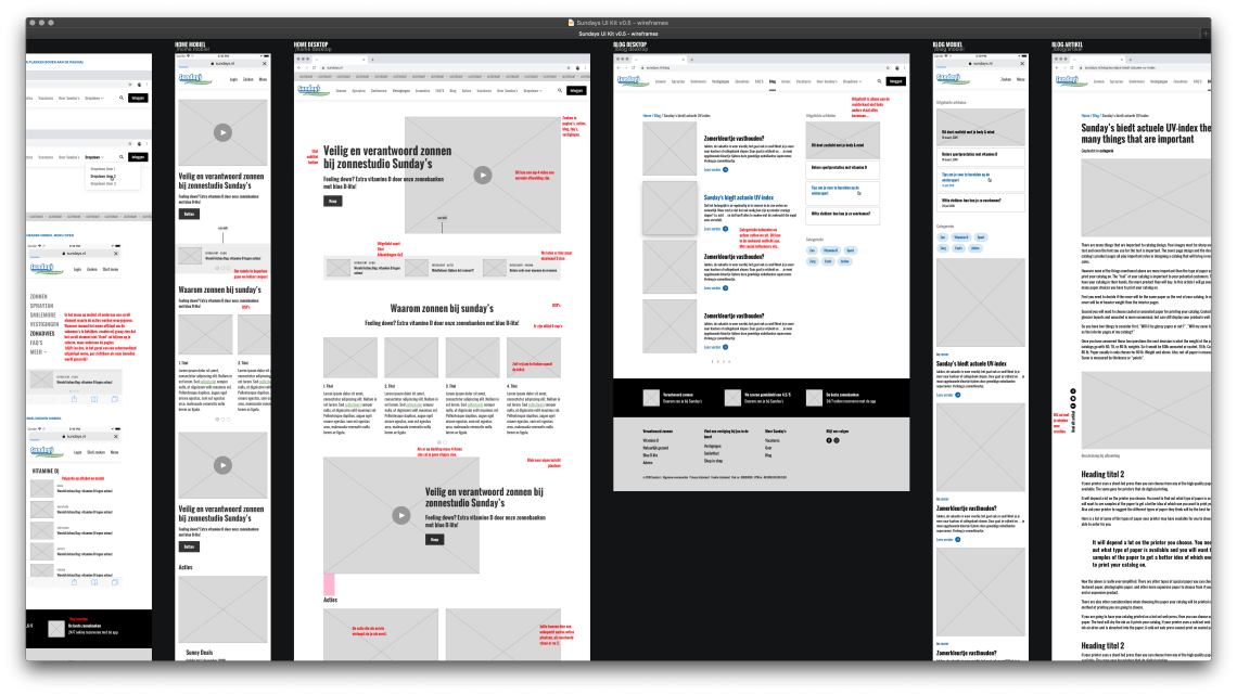 Overzicht van Sunday's wireframes 1