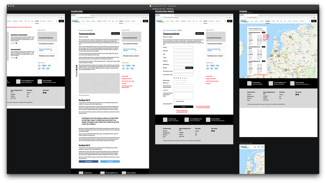 Overzicht van Sunday's wireframes 2