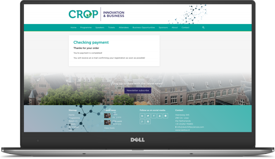 Bedanktscherm online betaling