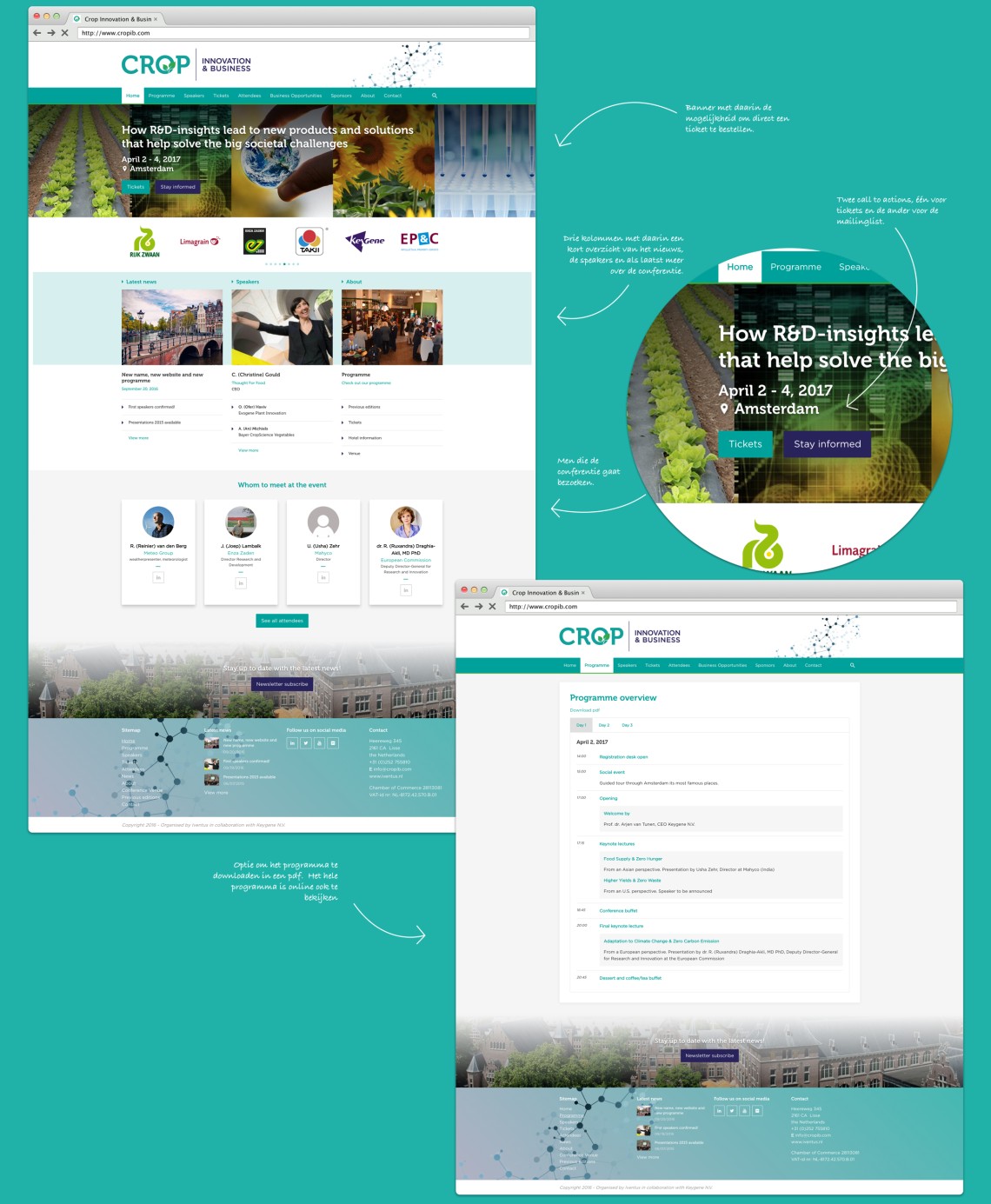 Grafisch ontwerp van CropIB website