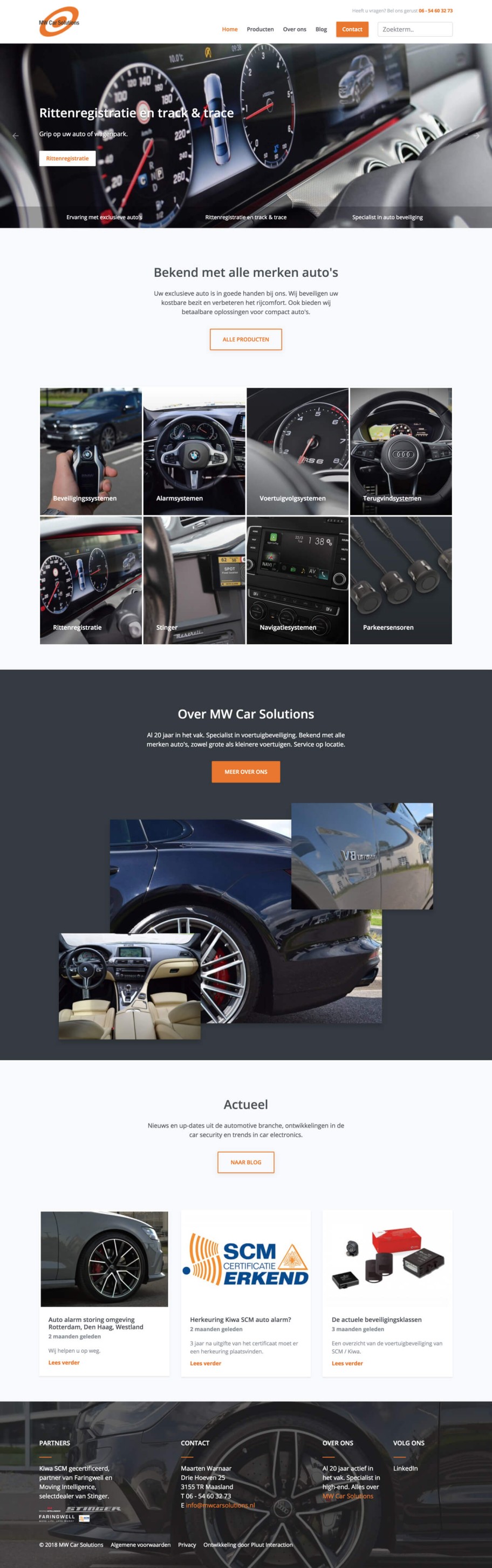 Grafisch ontwerp van MW Car Solutions website
