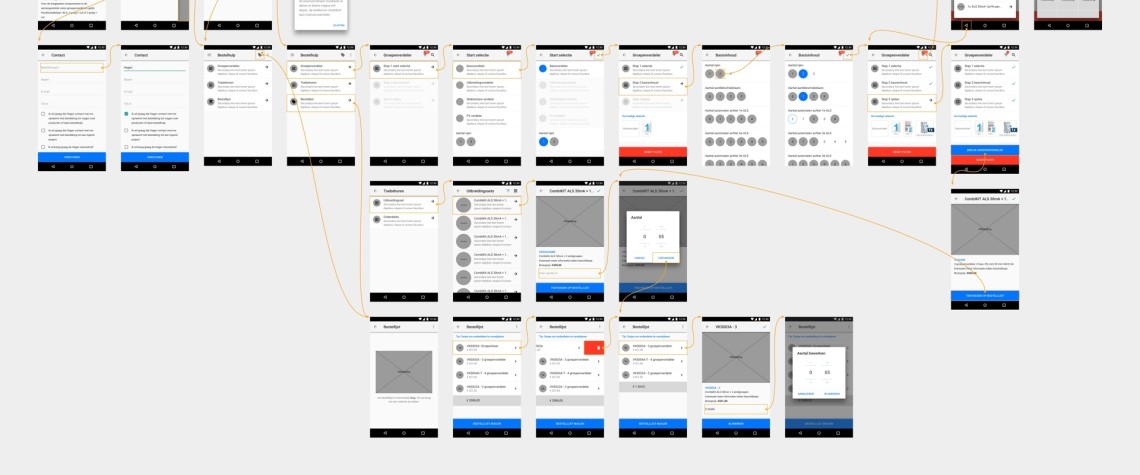 Wireframes van de Hager Vision bestelhulp app