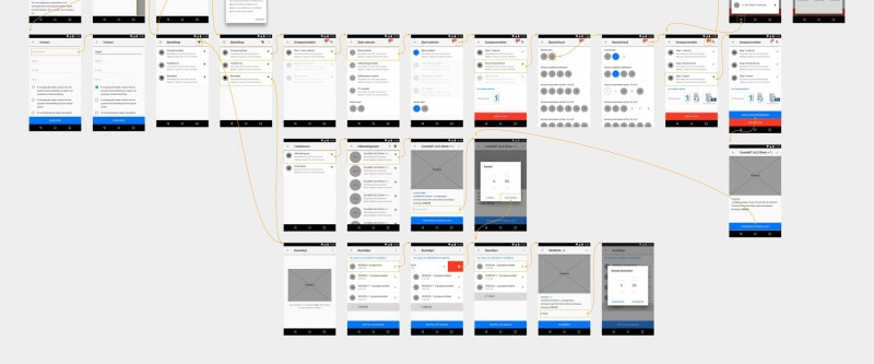 Wireframes van de Hager Vision bestelhulp app