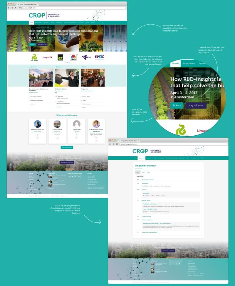 Grafisch ontwerp van CropIB website