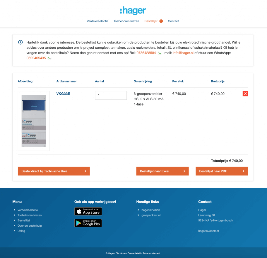 Hager en Technische Unie koppeling